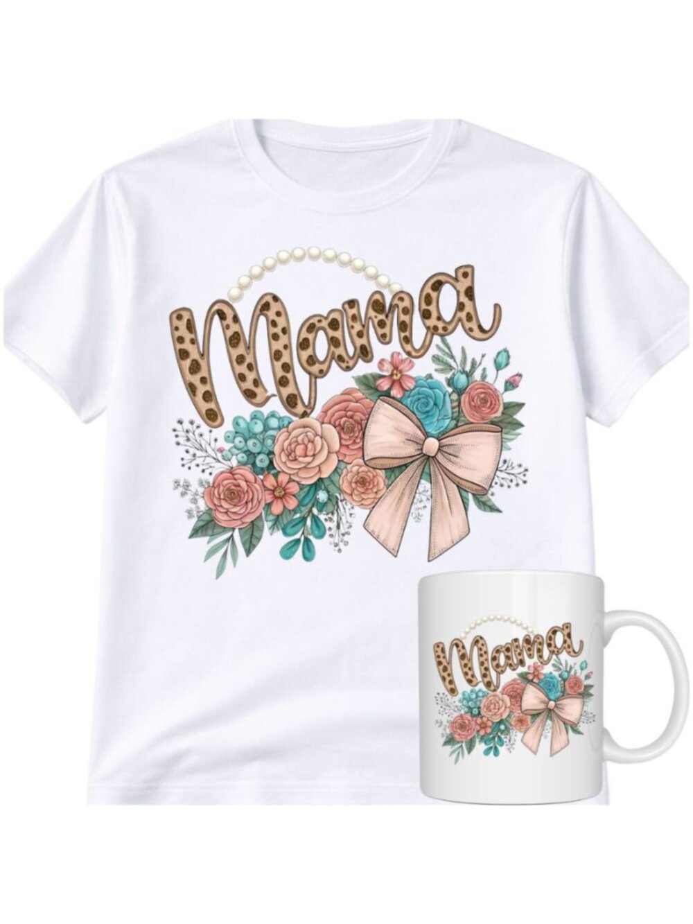 Mama Custom Western Graphic Tee and Coffee Mug 2-Piece Matching Bundle Set